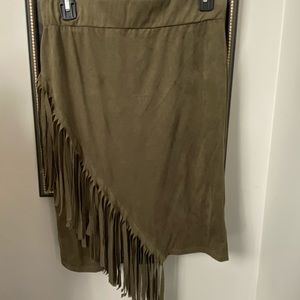 Faux Suede Fringe Skirt